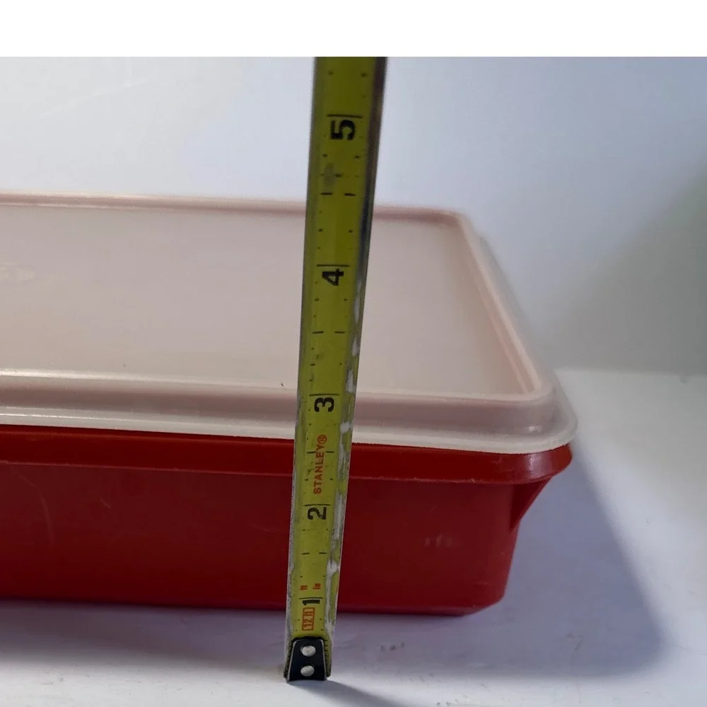 Tupperware Food Storage Container Vintage 290-7 Red Sheer Lid 13x9 GoodCondition